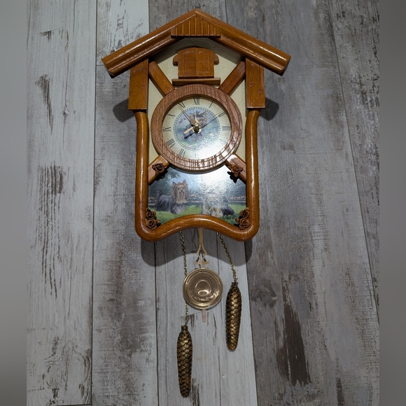 Bradford‎ Exchange Yorkies Cuckoo Clock Dog Barking 2013 HTF